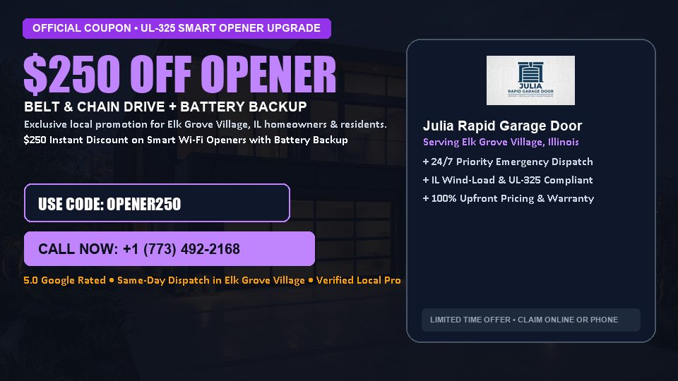 Julia Rapid Garage Door $250 OFF Premium LiftMaster Opener Installation in Elk Grove Village, IL