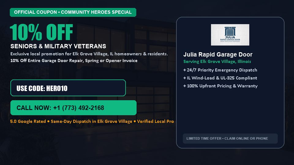 Julia Rapid Garage Door 10% OFF Seniors & Military Veterans